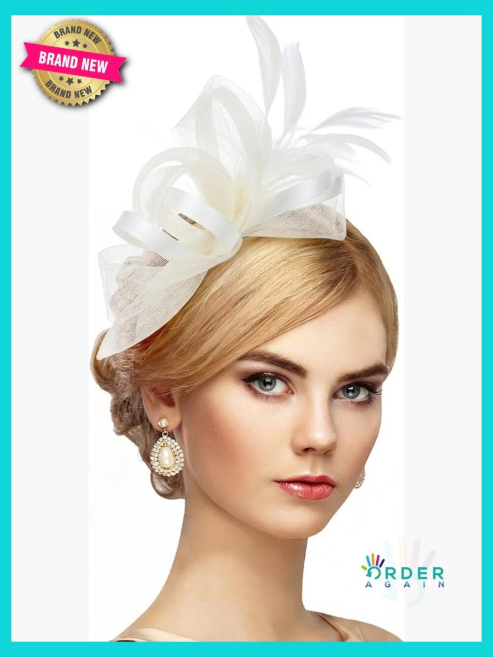 Fascinator Hat with Feather Mesh Elegant Derby Church Attire Detachable